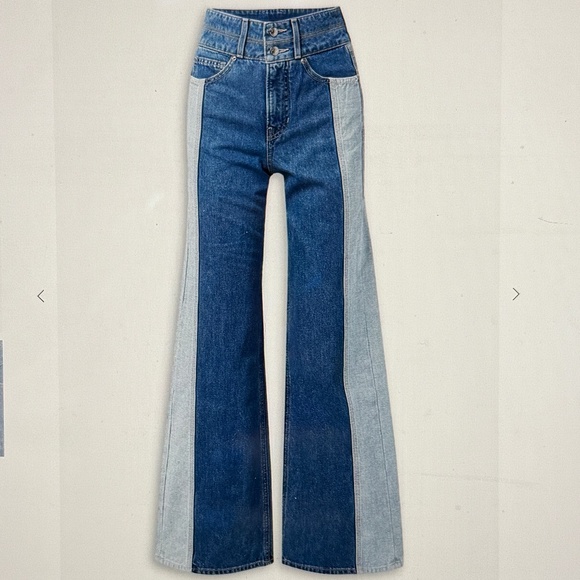 NWT - Veronica Beard Two Tone Taylor High-Rise Wide-Leg Jeans - Picture 1 of 4